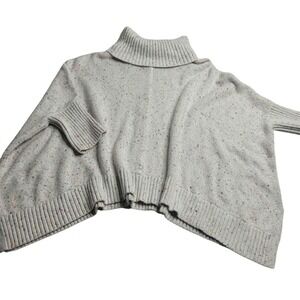 LOFT Off White Oversized Turtleneck Sweater Half Sleeve Women's Medium